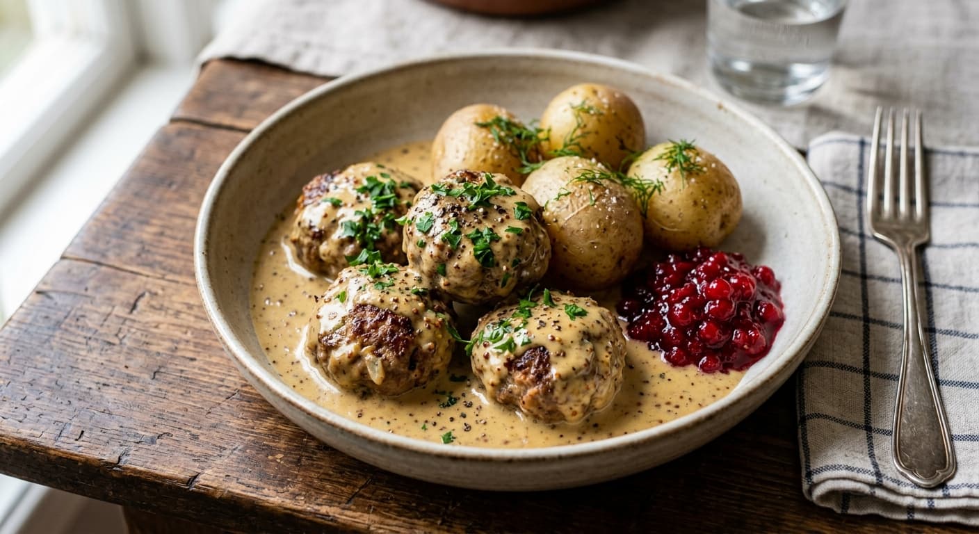 Färsbiffar i senapssås