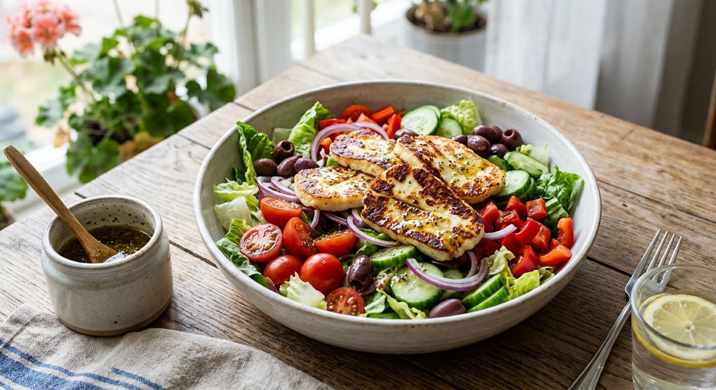 Medelhavssallad med Halloumi