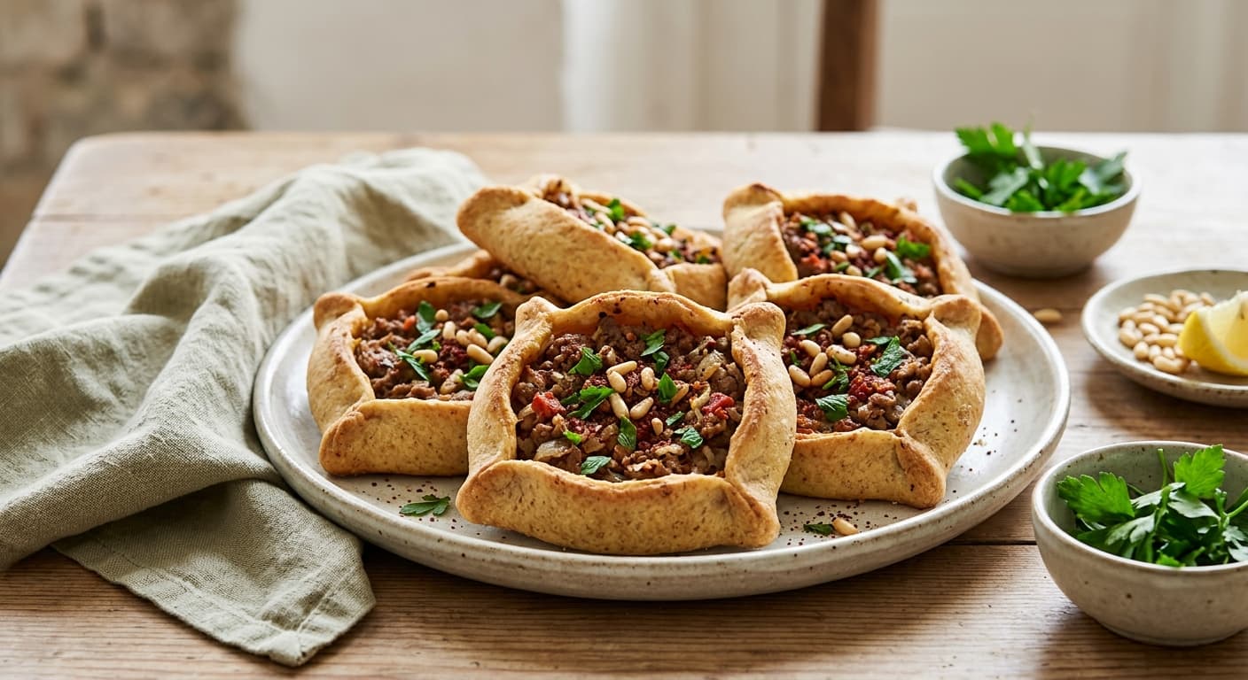 Köttfärspiroger (Sfiha-stil)