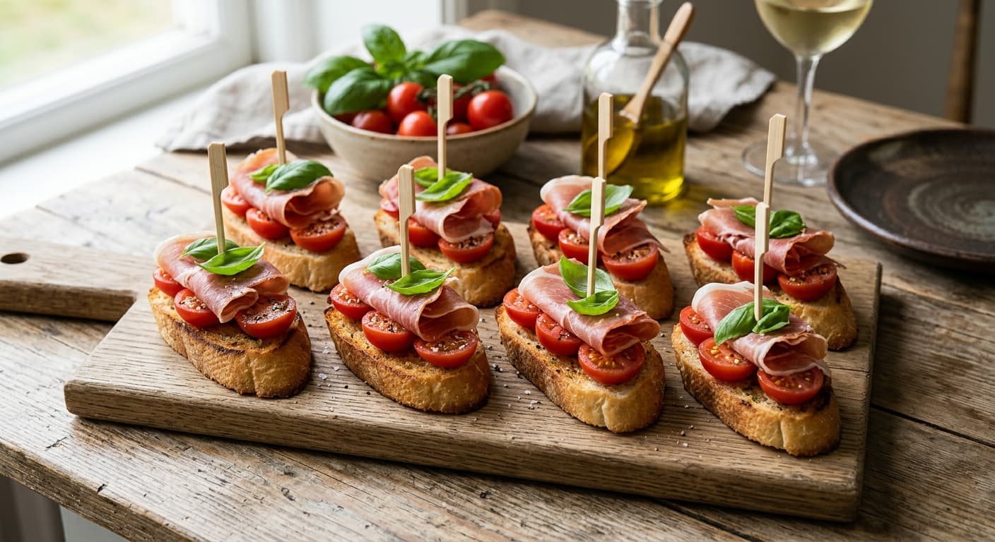 Pintxos med serrano och tomat