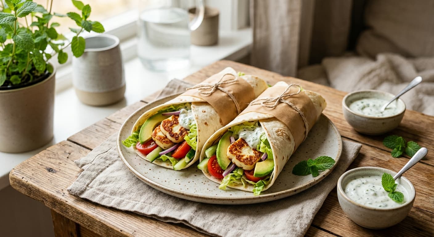 Vegetarisk Wrap med Halloumi och Avokado