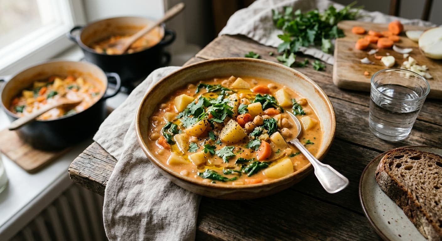 Krämig Vegansk Gryta med Rotfrukter