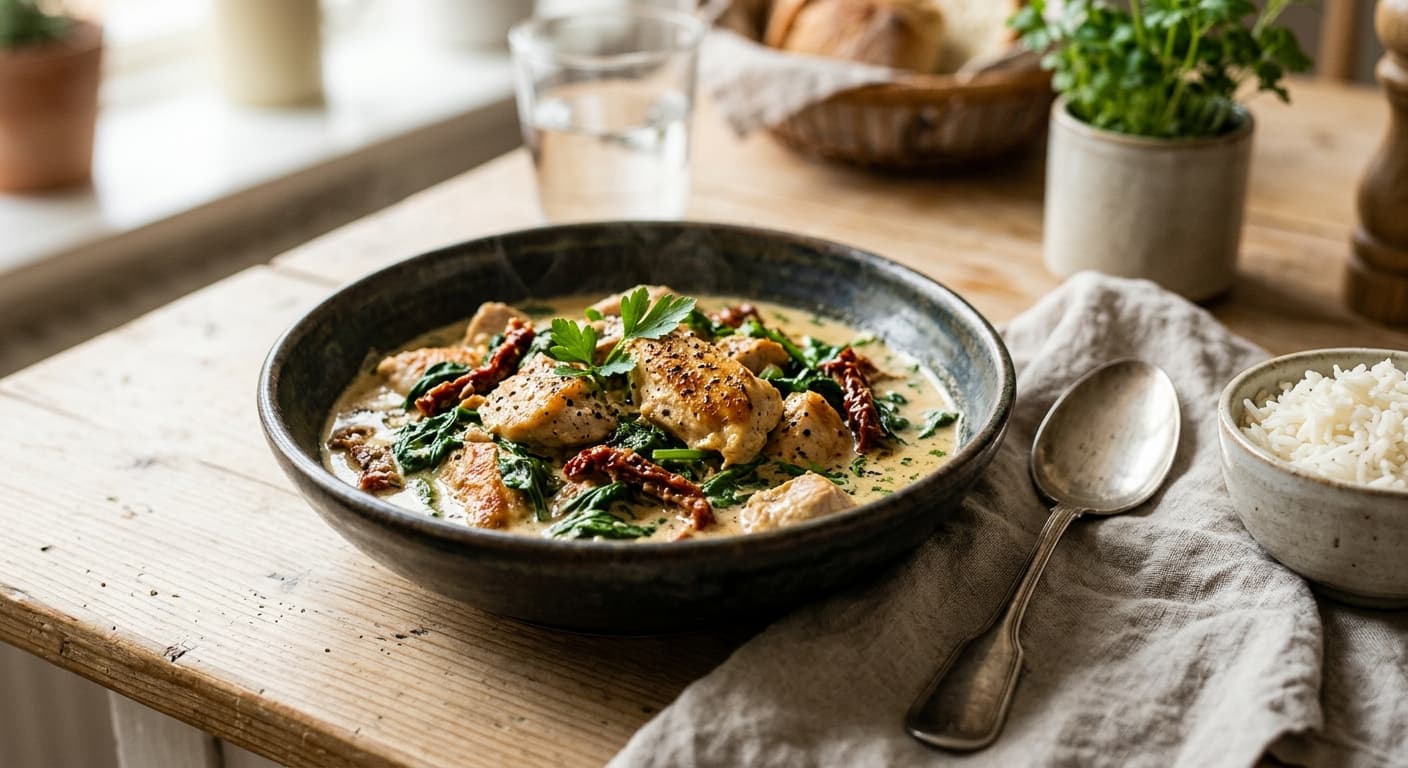 Krämig Kycklinggryta med Soltorkade Tomater