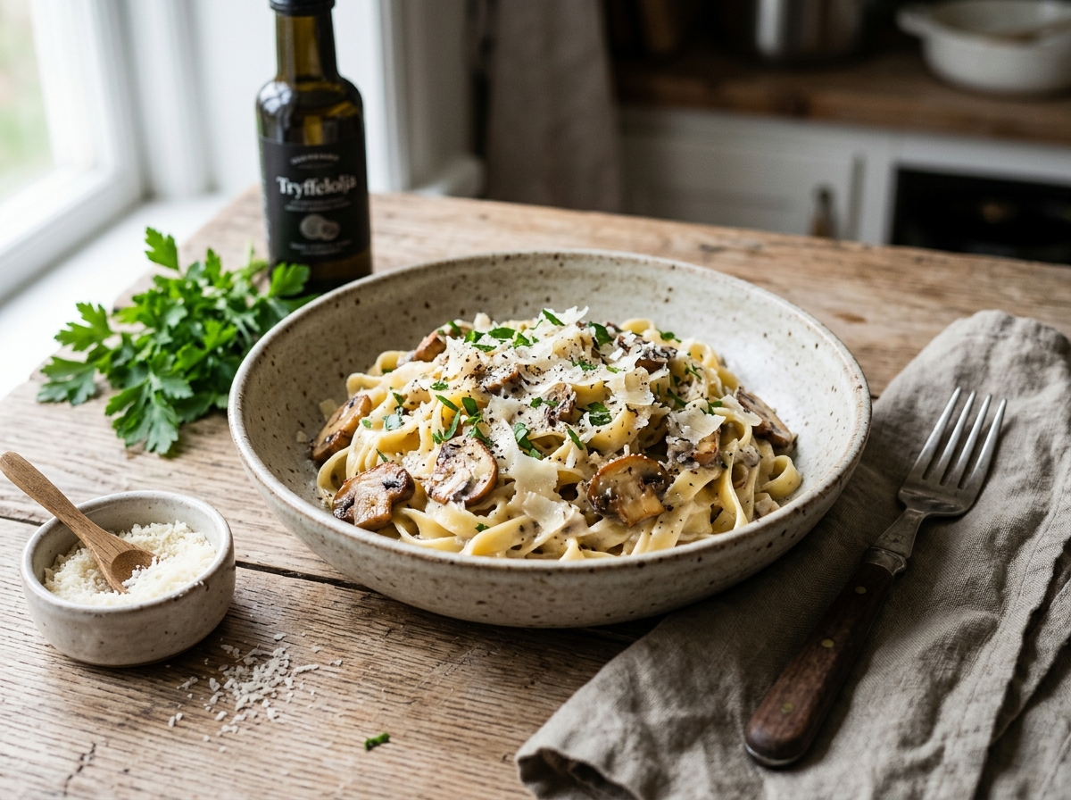 Tryffelpasta med Svamp och Parmesan
