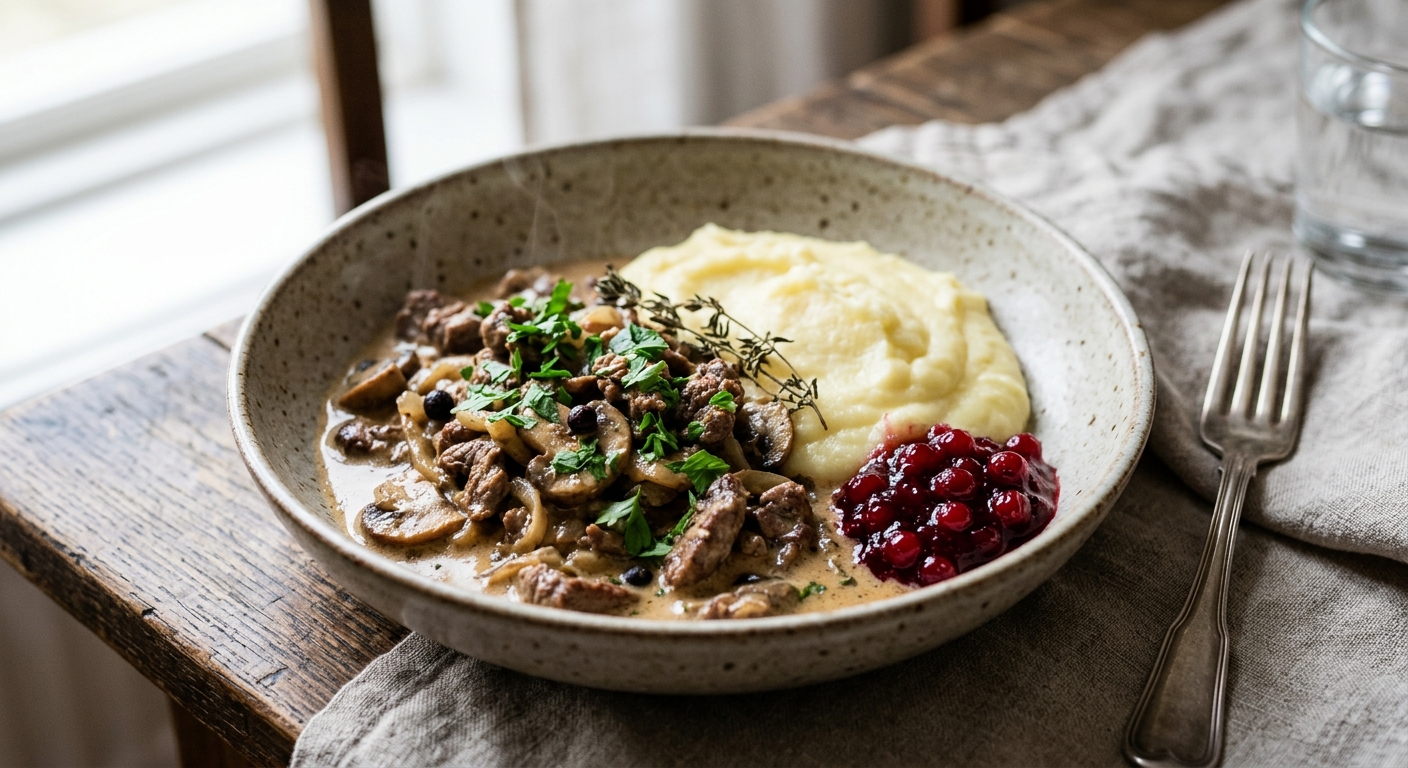 Renskavsgryta med Potatispuré
