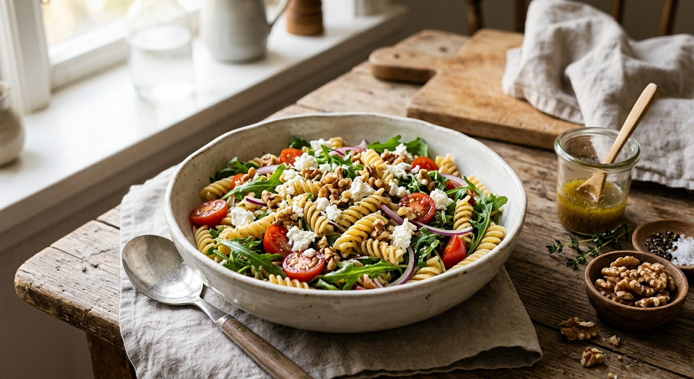 Pastasallad med Chevre och Honungsvinägrett