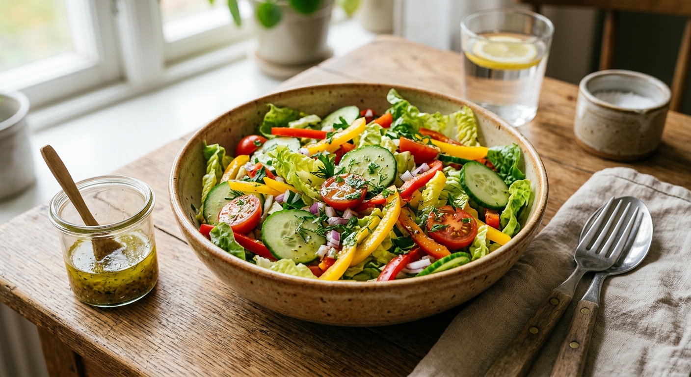 Fräsch Grönsallad med Enkel Vinaigrette
