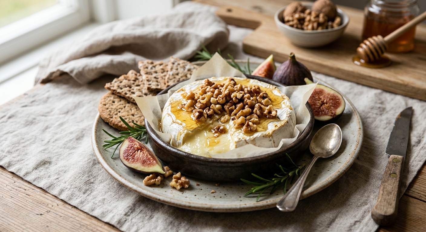 Gratinerad Brie med Honung och Valnötter