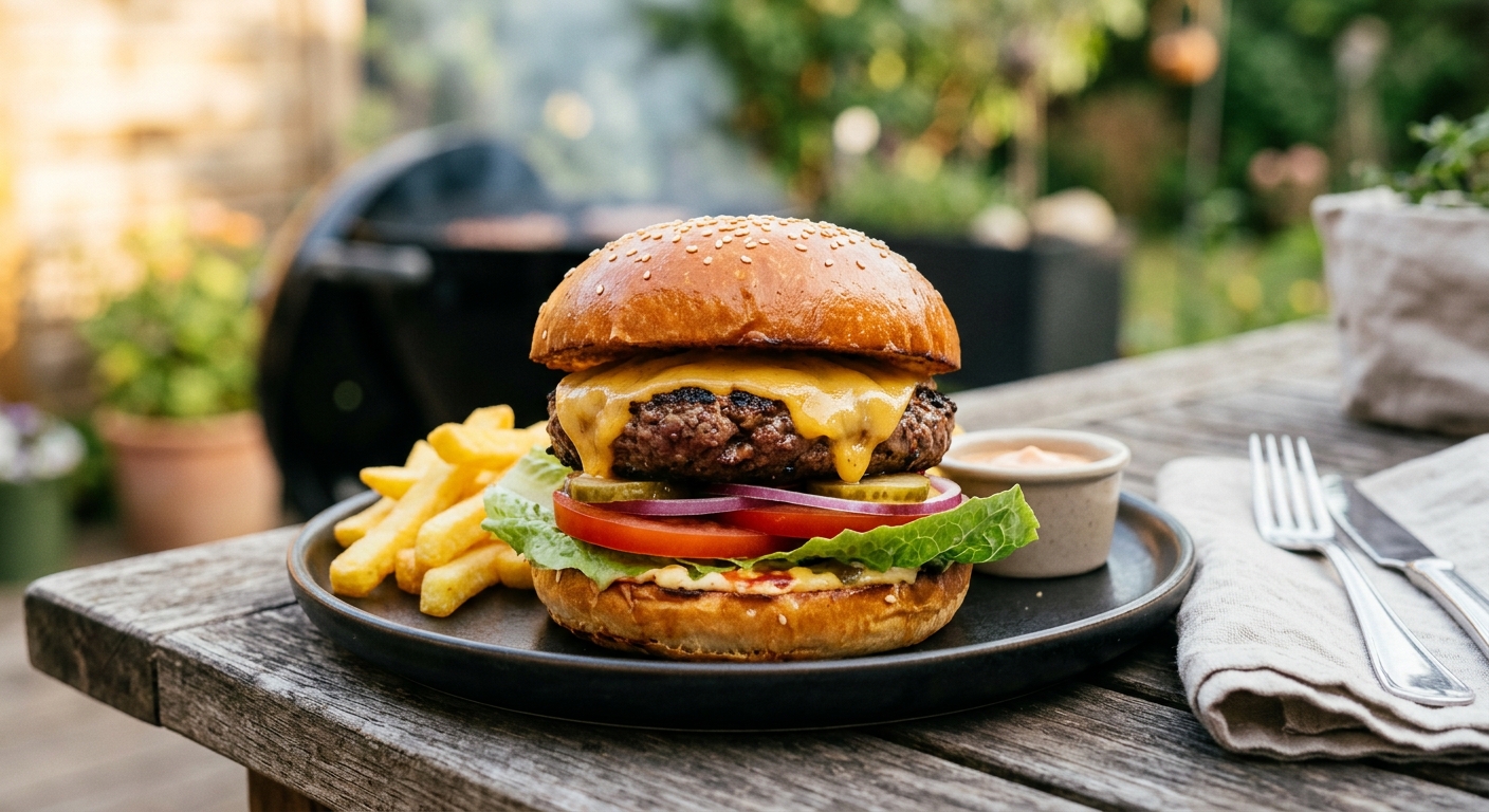 Grillad hamburgare på amerikanskt vis