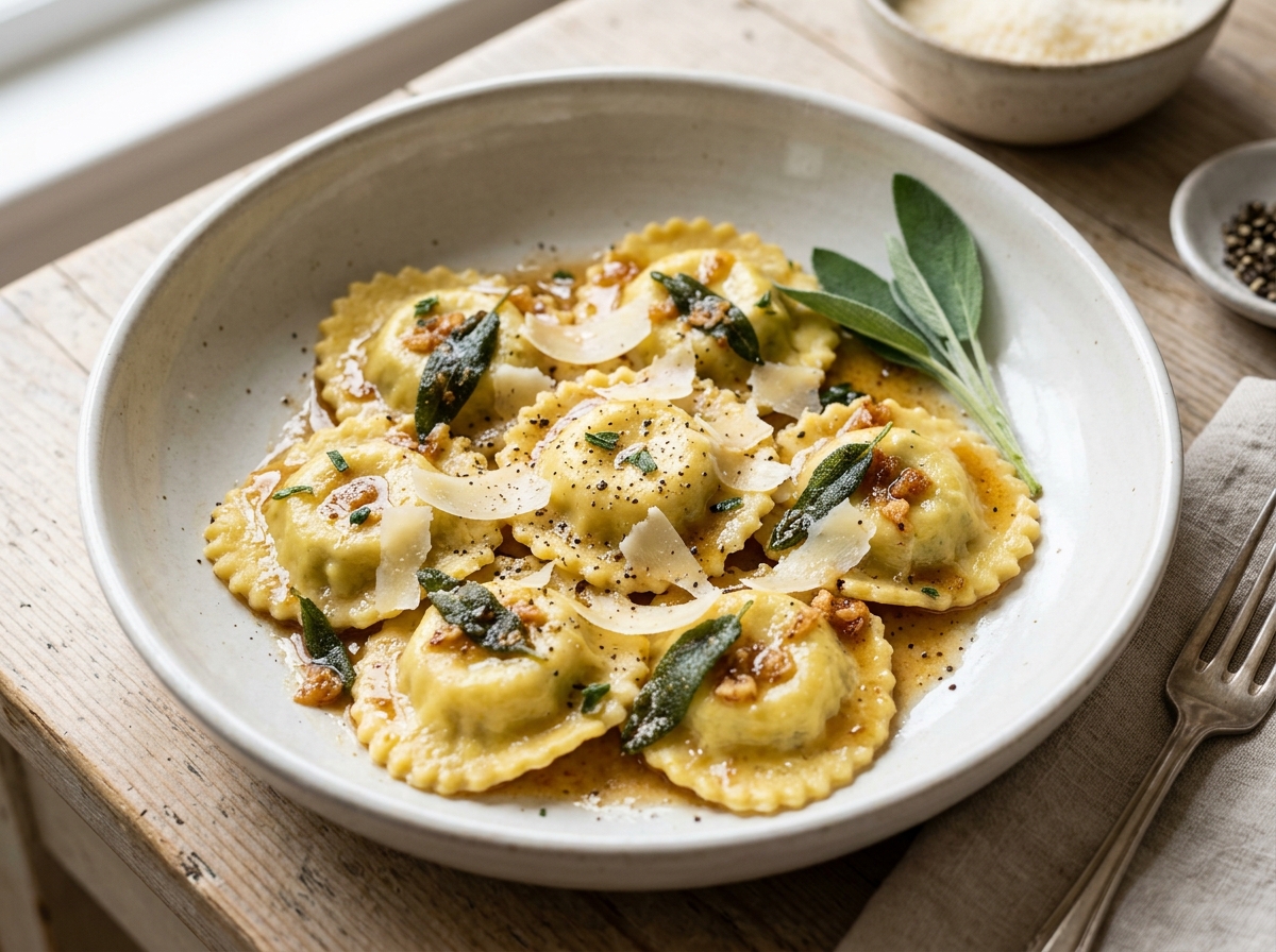 Hemlagad ravioli med spenat och ricotta