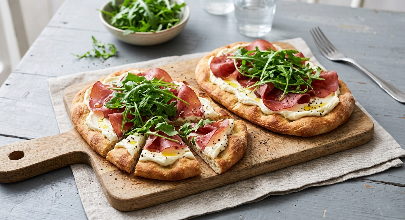 Pinsa med mascarpone och bresaola