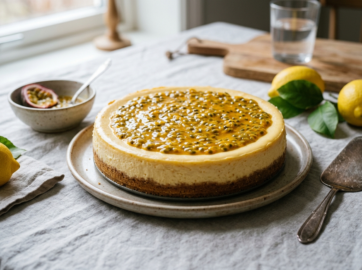 Citron cheesecake med passionsfrukt