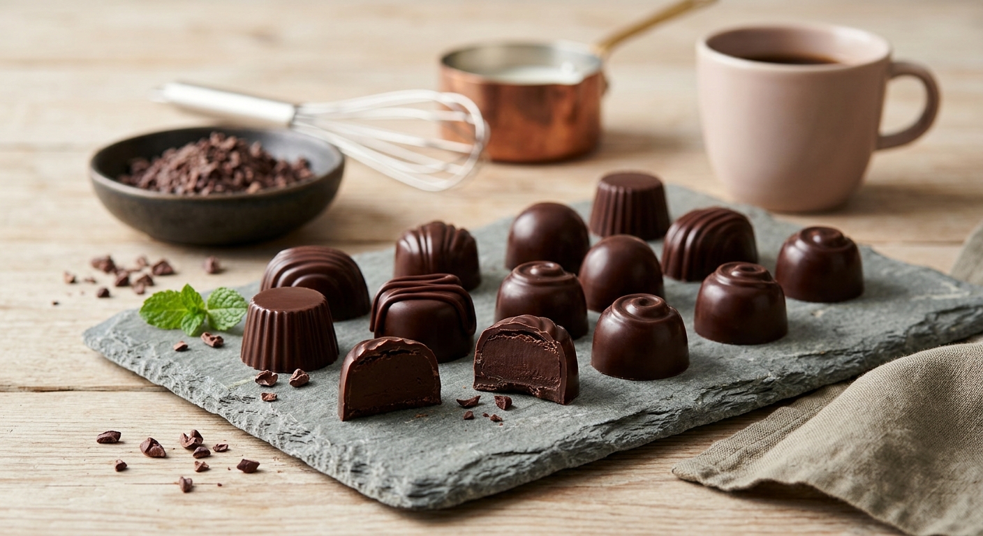 Belgiska Chokladpraliner med Mörk Ganache