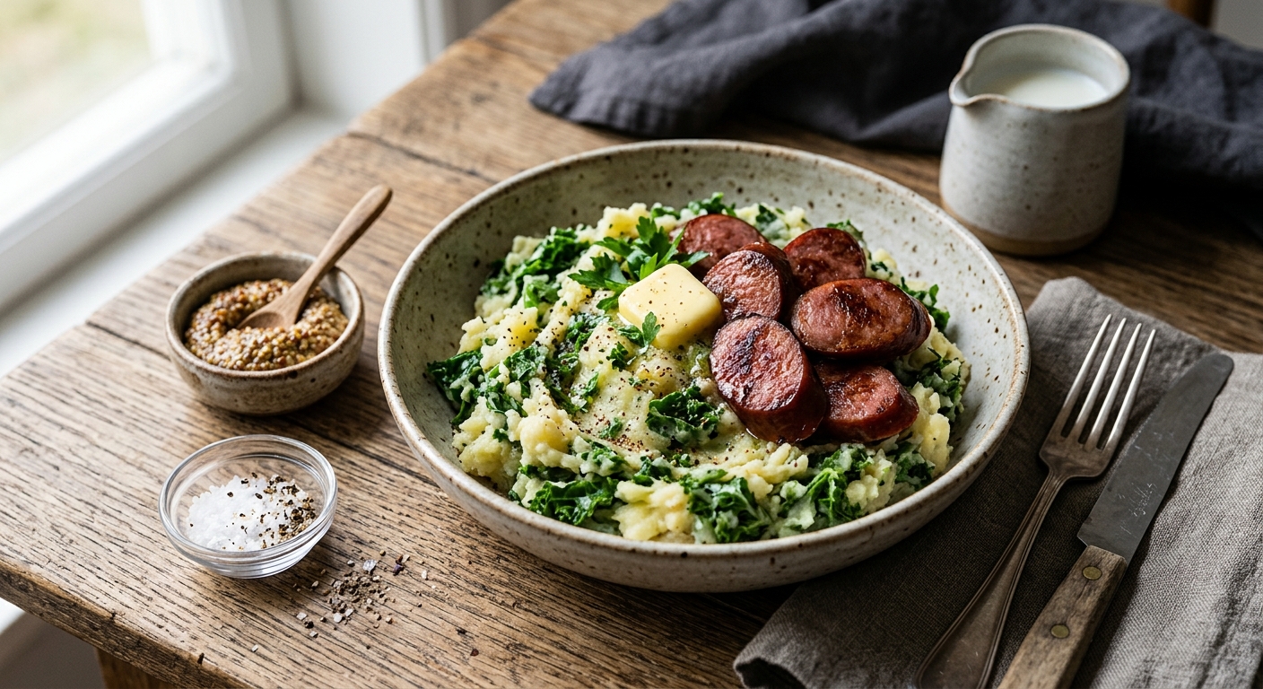 Stamppot med grönkål och rökt korv