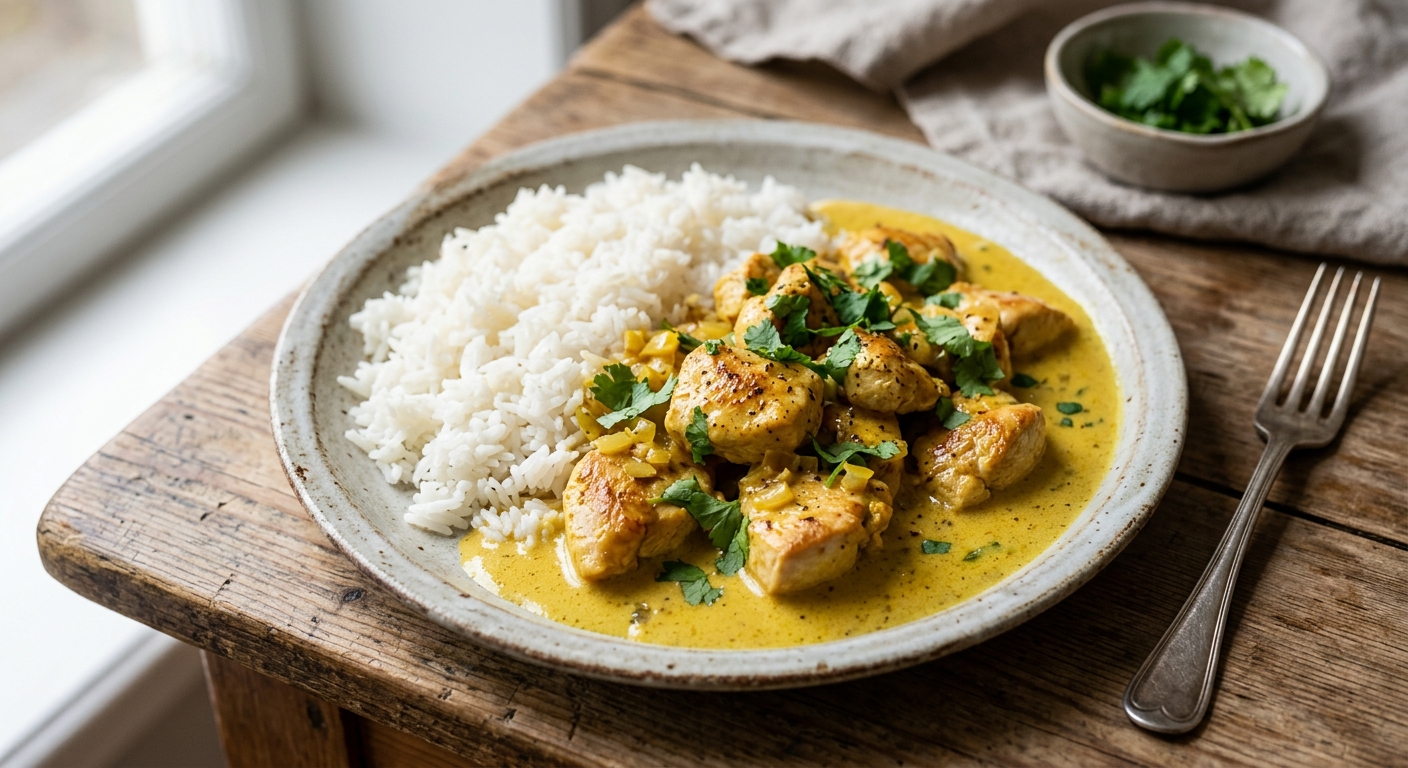 Kyckling med ris och currysås