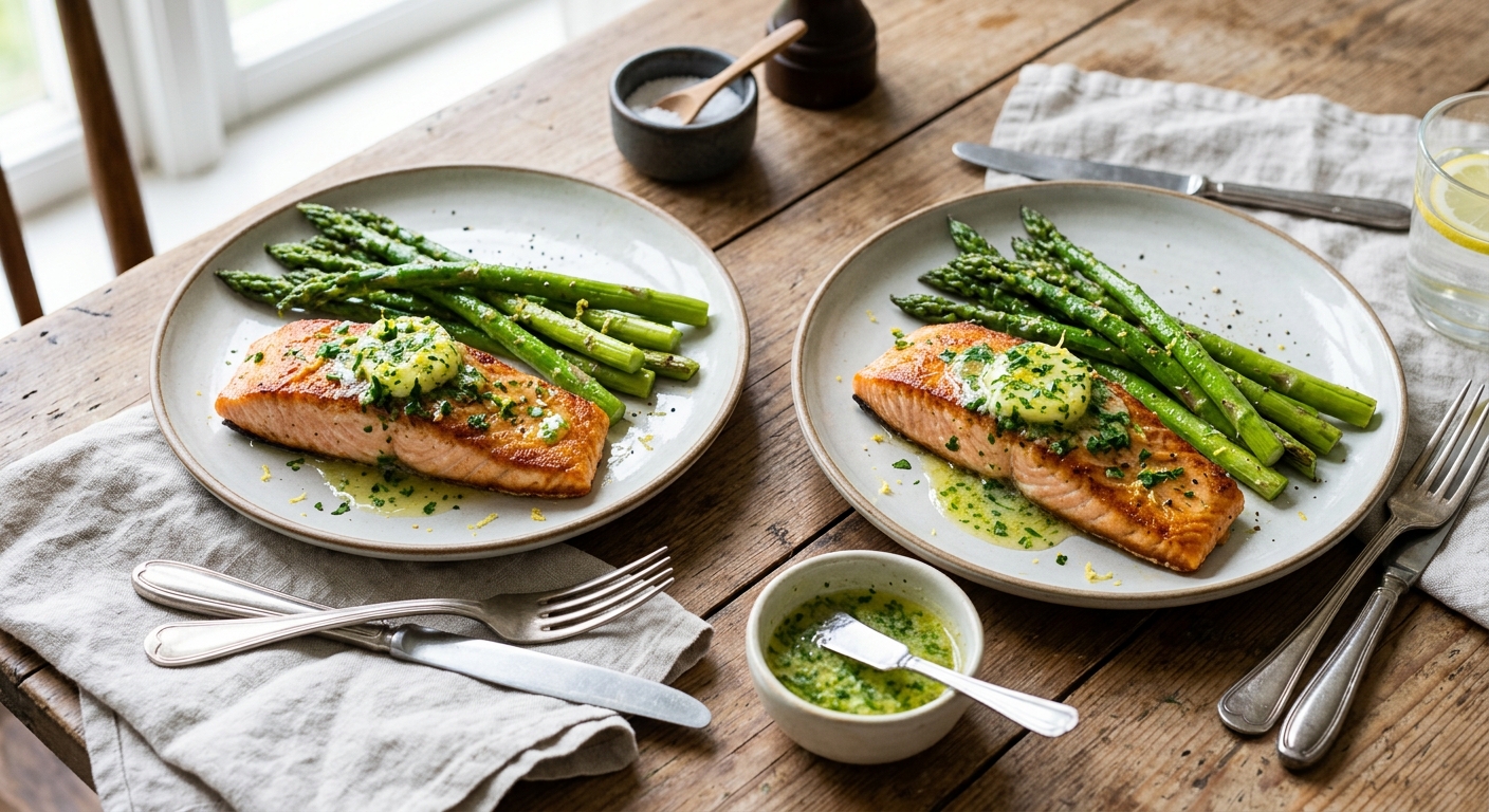 Smörstekt lax med citronsmör och sparris (LCHF)