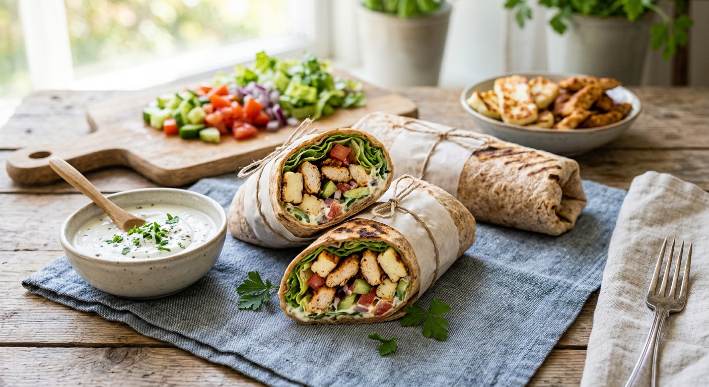 Kyckling- och halloumiwrap