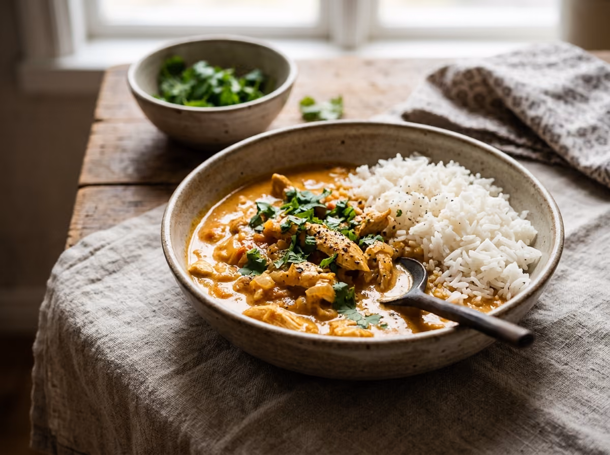 Krämig Kycklingcurry med Ris