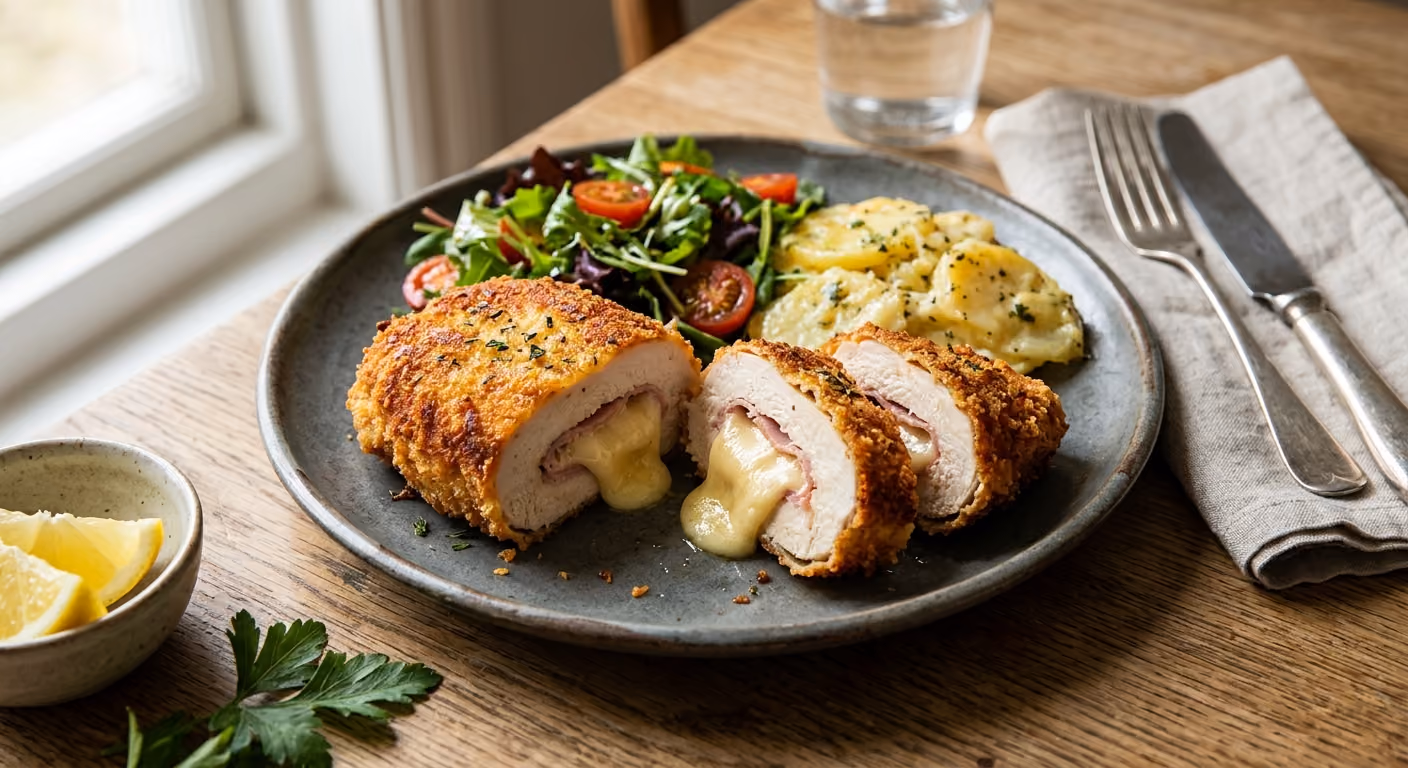 Cordon Bleu (schnitzel fylld med ost och skinka)