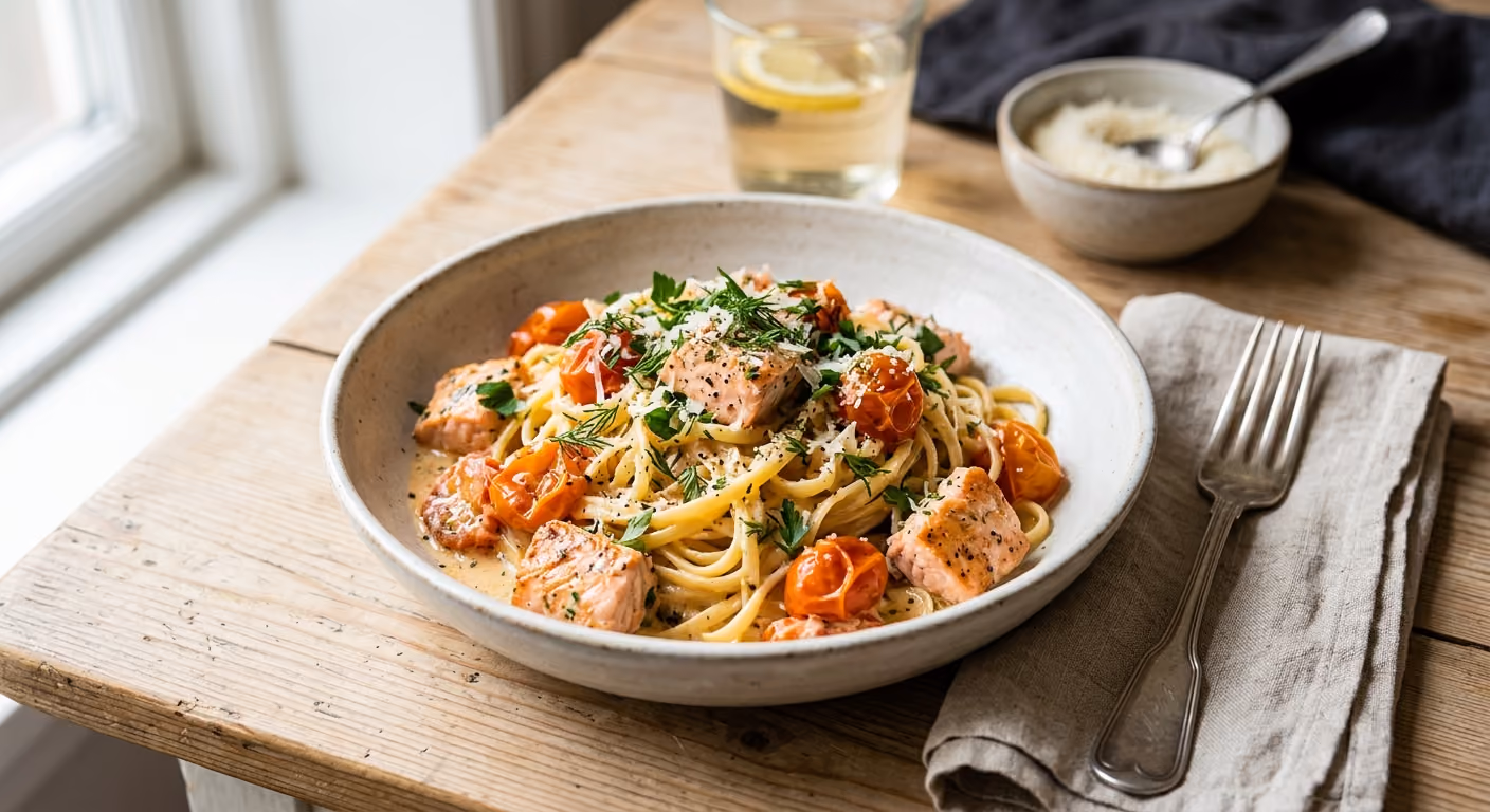 Laxpasta med tomater