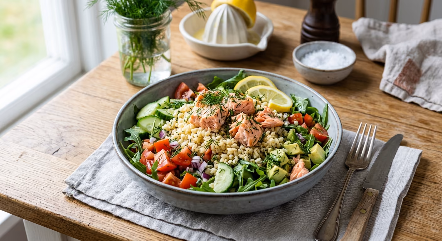 Laxsallad med bulgur
