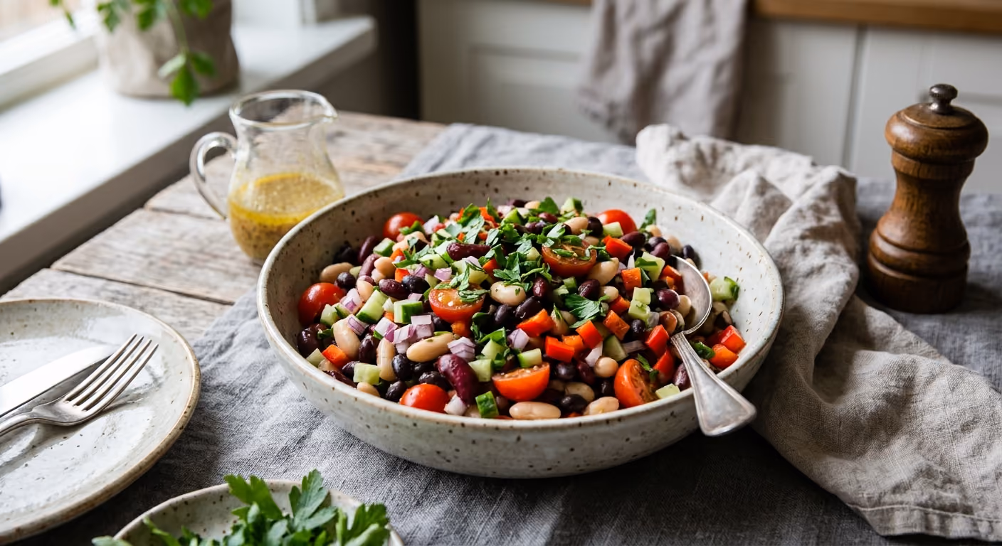 Vegetarisk sallad på bönor