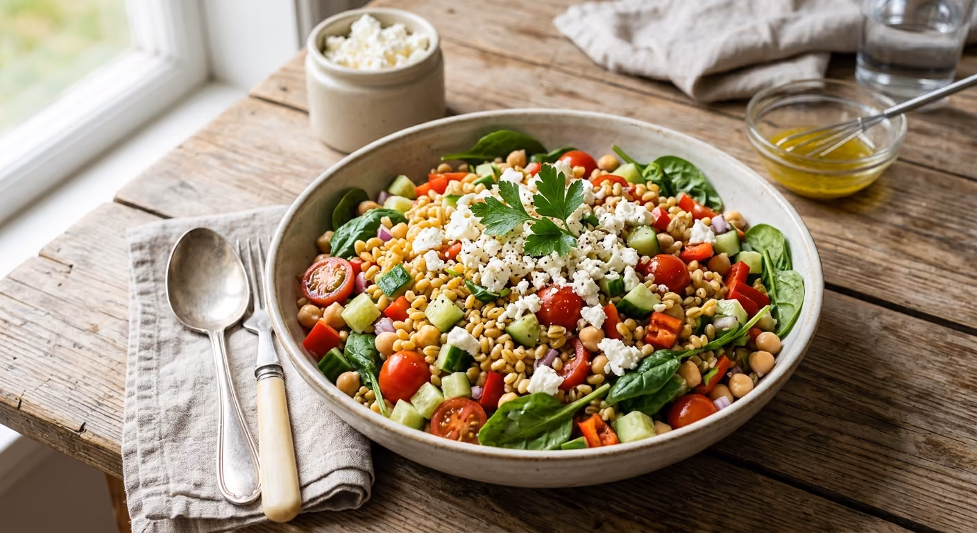 Vegetarisk sallad på matvete